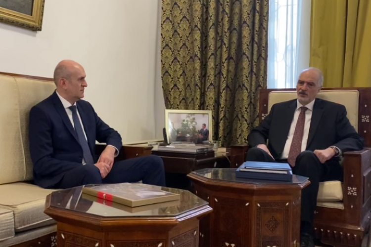 Встреча Министра иностранных дел Республики Южная Осетия Ахсара Джиоева с Чрезвычайным и Полномочным Послом Сирийской Арабской Республики в Российской Федерации Башаром Джаафари