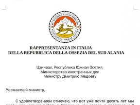 Отчет Представительства МИД РЮО в Италии